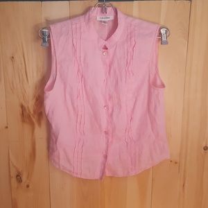 Baby pink linen sleeveless top